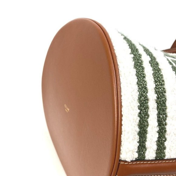 CELINE Bucket 16 (Saize) striped textile 2WAY Shoulder Hand Bag - Picture 12 of 16